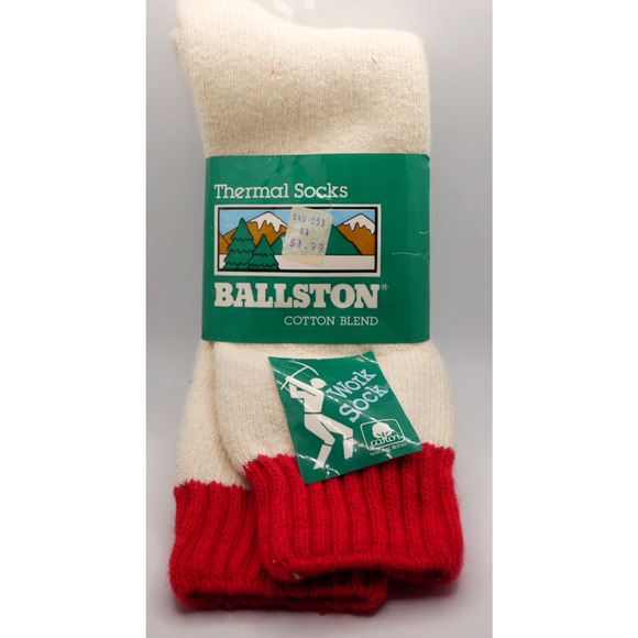 VTG BALLSTON Thermal Men’s Work Socks Cotton Blend NWT Size 10 - 13 - Picture 1 of 7